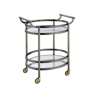 Lakelyn - Serving Cart - Clear Glass & Brushed Bronze
