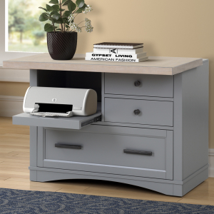 Americana Modern - Functional File With Power Center - Dove With Weathered Natural Top