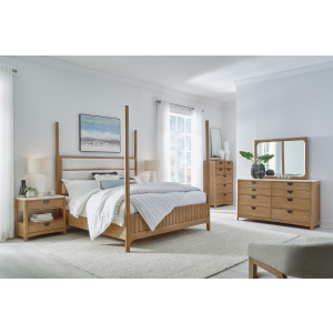 Escape - Bedroom Queen Poster Bed - Glazed Natural Oak