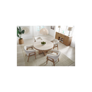 Escape - Round Dining Table Top - Glazed Natural Oak Black Metal Trim
