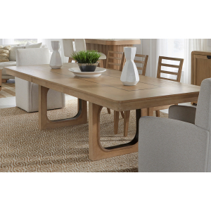 Escape - Rectangular Dining Table With Console & 8 Caster Chairs - Glazed Natural Oak / Black Metal Trim