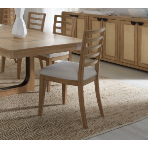 Escape - Round Dining Table With 4 Ladderback Chairs - Glazed Natural Oak / Mirage Mist