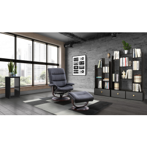 Knight - Manual Reclining Swivel Chair And Ottoman - Black
