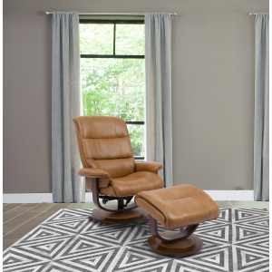 Knight - Manual Reclining Swivel Chair And Ottoman - Butterscotch