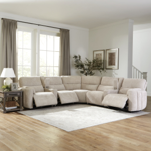 Modesto - 7 Piece Modular Power Reclining Sectional With Power Adjustable Headrests - Buttercream