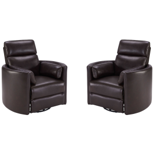 Radius - Powered By Freemotion Cordless Power Swivel Glider Recliner (Set of 2) - Florence Brown