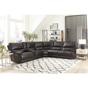 Whitman - Powered By Freemotion 6 Piece Modular Power Reclining Sectional With Power Adjustable Headrests - Verona Coffee
