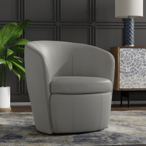 Barolo - 100% Italian Leather Swivel Club Chair - Steamboat Ice