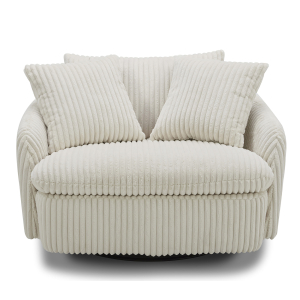 Boomer - Large Swivel Chair With 2 Toss Pillows - Mega Ivory