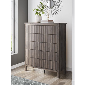 Pamytta - Five Drawer Wide Chest - Brown