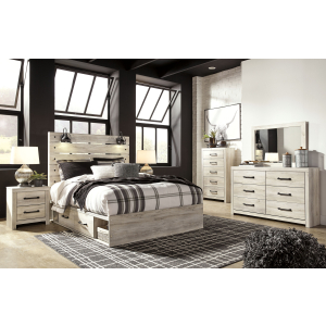 Cambeck - 10 Pc. - Dresser, Mirror, Chest, Queen Panel Bed with 4 Storage Drawers, 2 Nightstands - Whitewash