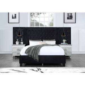 Damazy - Eastern King Bed - Black Velvet