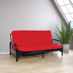 Nabila - 6## Full Futon Mattress - Red & Black Poplin Fabric