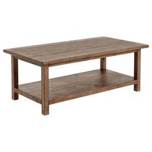 Payne - Wood Coffee Table With Shelf - Distressed Brown