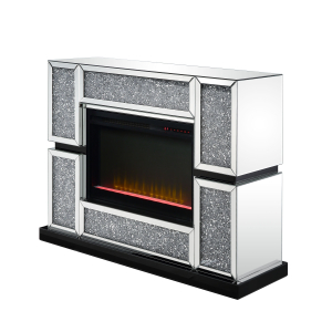 Noralie - 48## X 15## Fireplace - Mirrored & Faux Diamonds