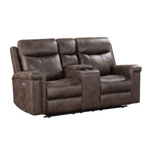 Quade - Console Loveseat With Power Footrest - Mocha