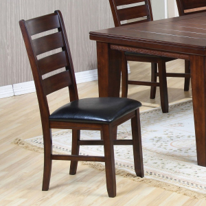 Urbana - 23## Side Chair (Set of 2) - Black Synthetic Leather & Cherry