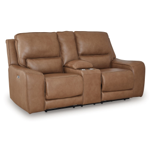 DeepWakes - Power Reclining Loveseat / Console / Adjustable Headrest - Caramel