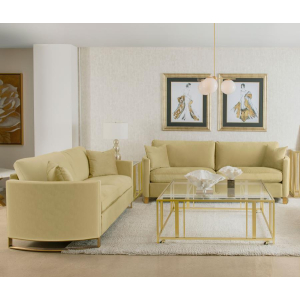 Corliss - 2 Piece Velvet Upholstered Sofa Set - Camel