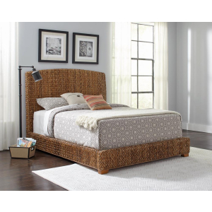 Laughton - Banana Leaf California King Panel Bed - Amber