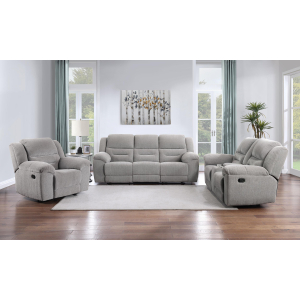 Gilson - 3 Piece Chenille Upholstered Sofa Set - Gray