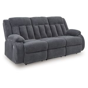 Observation - Reclining Power Sofa With Drop Down Table - Steel