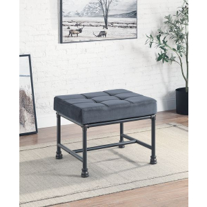 Brantley - Ottoman - Gray Velvet & Sandy Gray