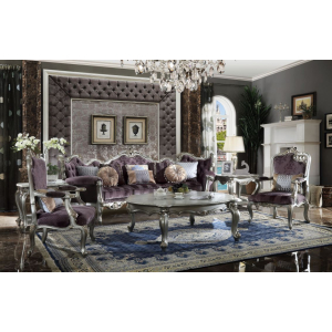 Picardy - Sofa With 8 Pillows - Velvet & Antique Platinum