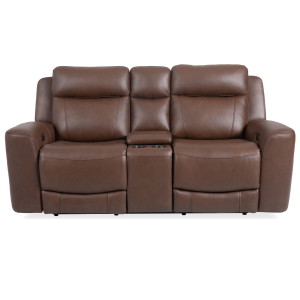 Calgary - Power Reclining Console Loveseat P2 - Autumn Umber