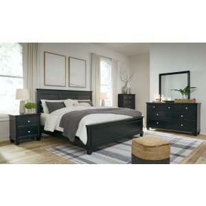 Lanolee - 5 Pc. - Dresser, Mirror, King Panel Bed - Black