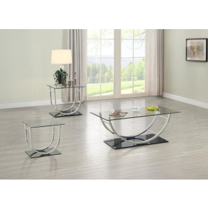 Danville - 3 Piece Glass Top Coffee And End Table Set - Chrome