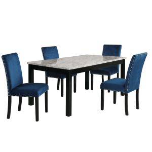 Celeste - Dining Table With 4 Chairs - Black / Blue