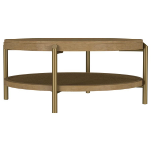 Arini - Round Coffee Table With Storage Shelf - Sand Wash