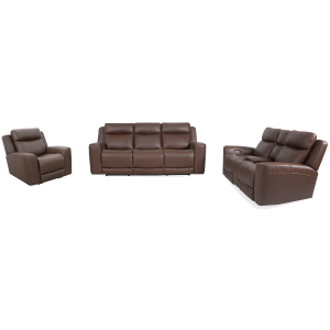 Calgary - Power Reclining Sofa, Loveseat And Recliner - Autumn Umber