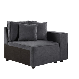 Silvester - Modular Right Facing Chair With 2 Pillows - Gray Fabric
