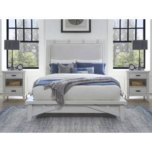 Americana Modern Bedroom - King Platform Bed With 2 Nightstands - Cotton