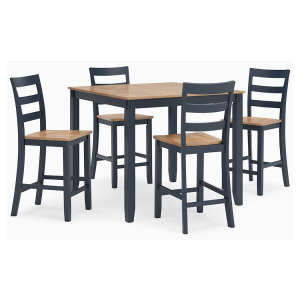 Gesthaven - Dining Room Counter Table Set (Set of 5) - Natural / Blue
