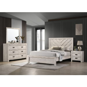 Valor - King 4 Piece Bedroom Set - Antique White