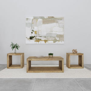 Benton - 3 Piece Solid - Mango Coffee And End Table Set - Natural