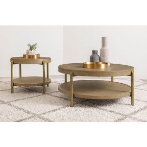 Arini - 2 Piece Round Coffee And End Table Set - Sand Wash