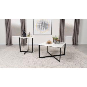 Tobin - 2 Piece Marble Top Coffee And End Table Set - White