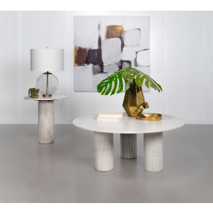 Astoria - 2 Piece Marble Coffee And End Table Set - White