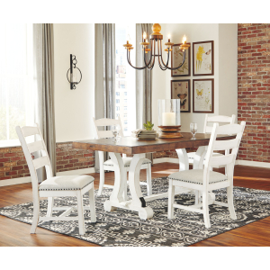 Valebeck - 5 Pc. - Dining Room Table, 4 Side Chairs - White / Brown