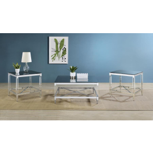 Lindley - 3 Piece Square Coffee And End Table Set - Chrome