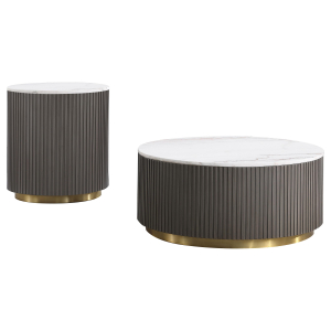 Jason - 2 Piece Round Marble Coffee And End Table Set - White