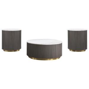 Jason - 3 Piece Round Marble Coffee And End Table Set - White