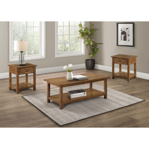 Payne - 3 Piece Coffee And 1-Drawer End Table Set - Brown
