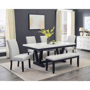 Vance - 6 Piece Dining Room Set - White / Gray