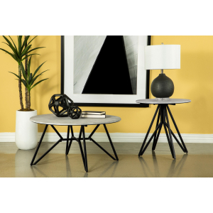 Hadi - 2 Piece Round Smarttop Coffee And End Table Set - Cement