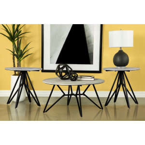 Hadi - 3 Piece Round Smarttop Coffee And End Table Set - Cement